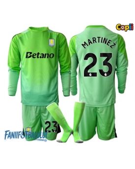 Aston Villa Emiliano Martinez #23 Portarii Echipament de Fotbal Replică 2025-26 Copii Deplasare Mâneci Lungi (+ Șorturi)